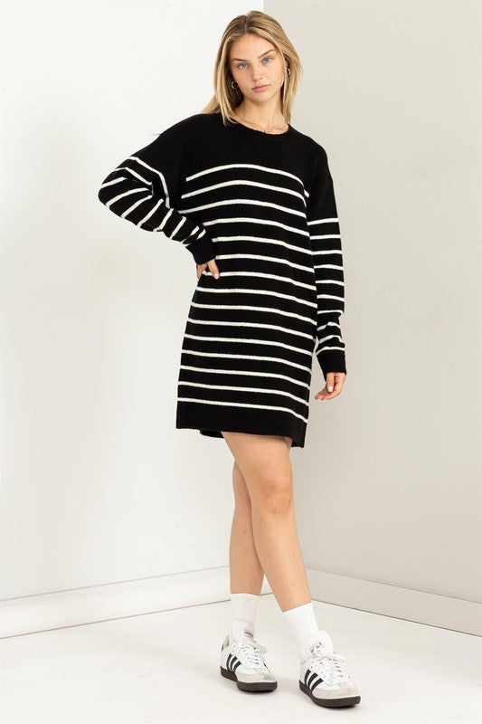 Casually Chic Striped Sweater Dress - Tigbul's Variety Fashion Shop