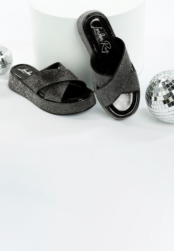 Adena Rhinestone Embellished Flatforms - Tigbul's Variety Fashion Shop