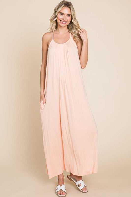Culture Code Full Size Tie Back Maxi Cami Dress - Tigbuls Variety Fashion