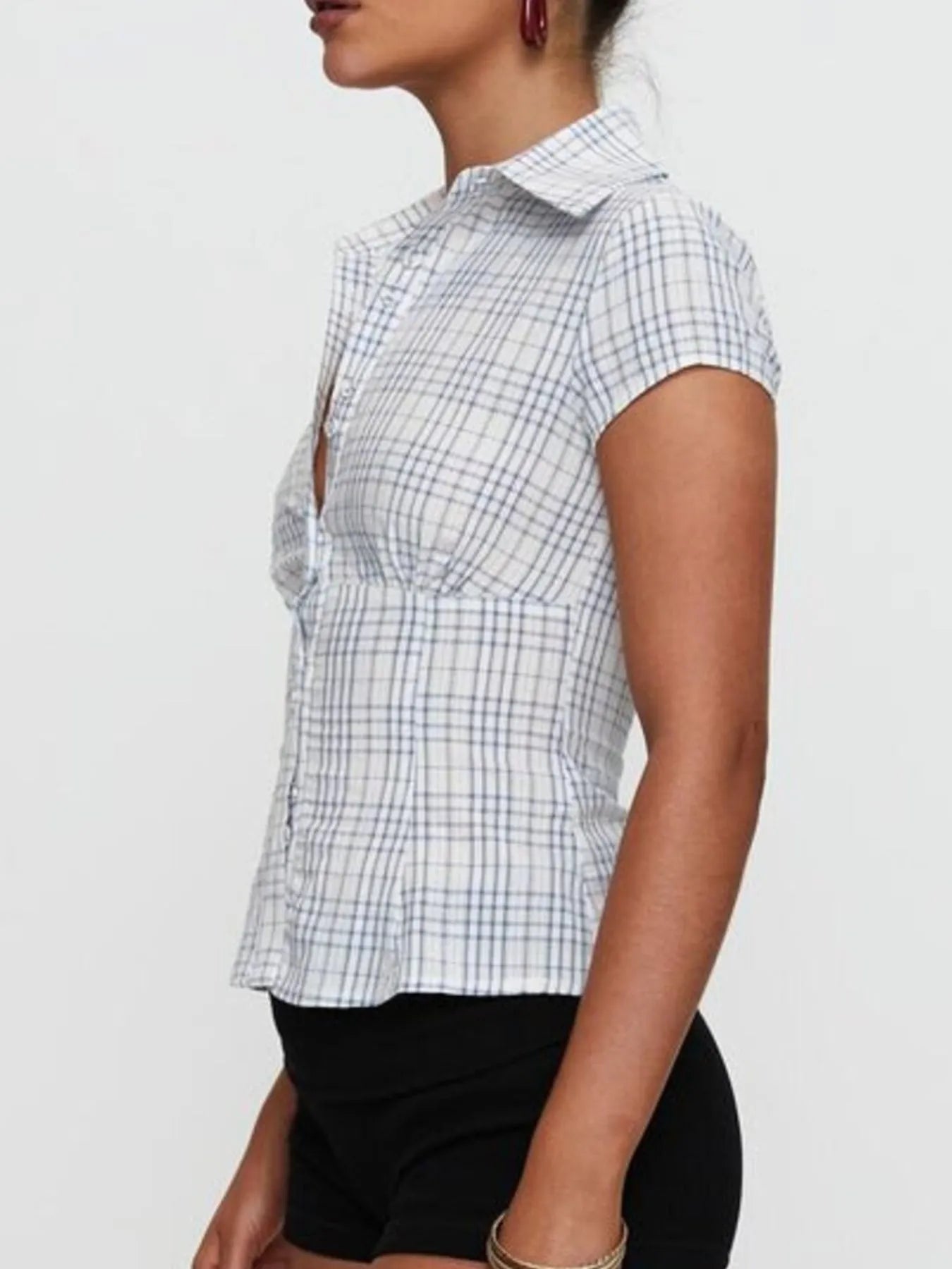 Plaid Short Sleeve Button-Up Shirt - Tigbul's Variety Fashion Shop