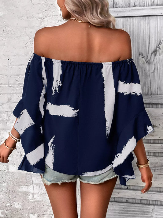 Off Shoulder Bell Sleeve Blouse - Tigbul's Variety Fashion Shop