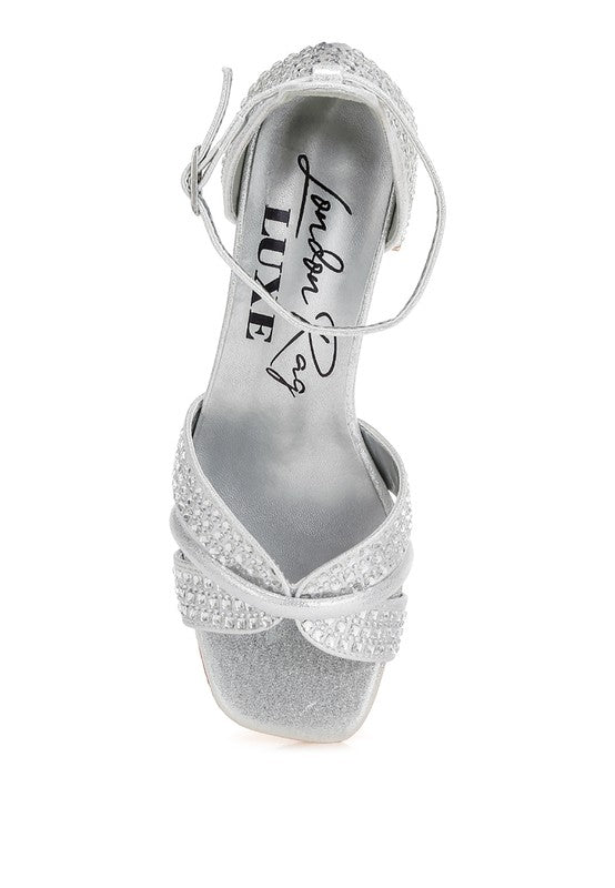 Babylon Low Block Heel Rhinestone Sandals - Tigbul's Variety Fashion Shop