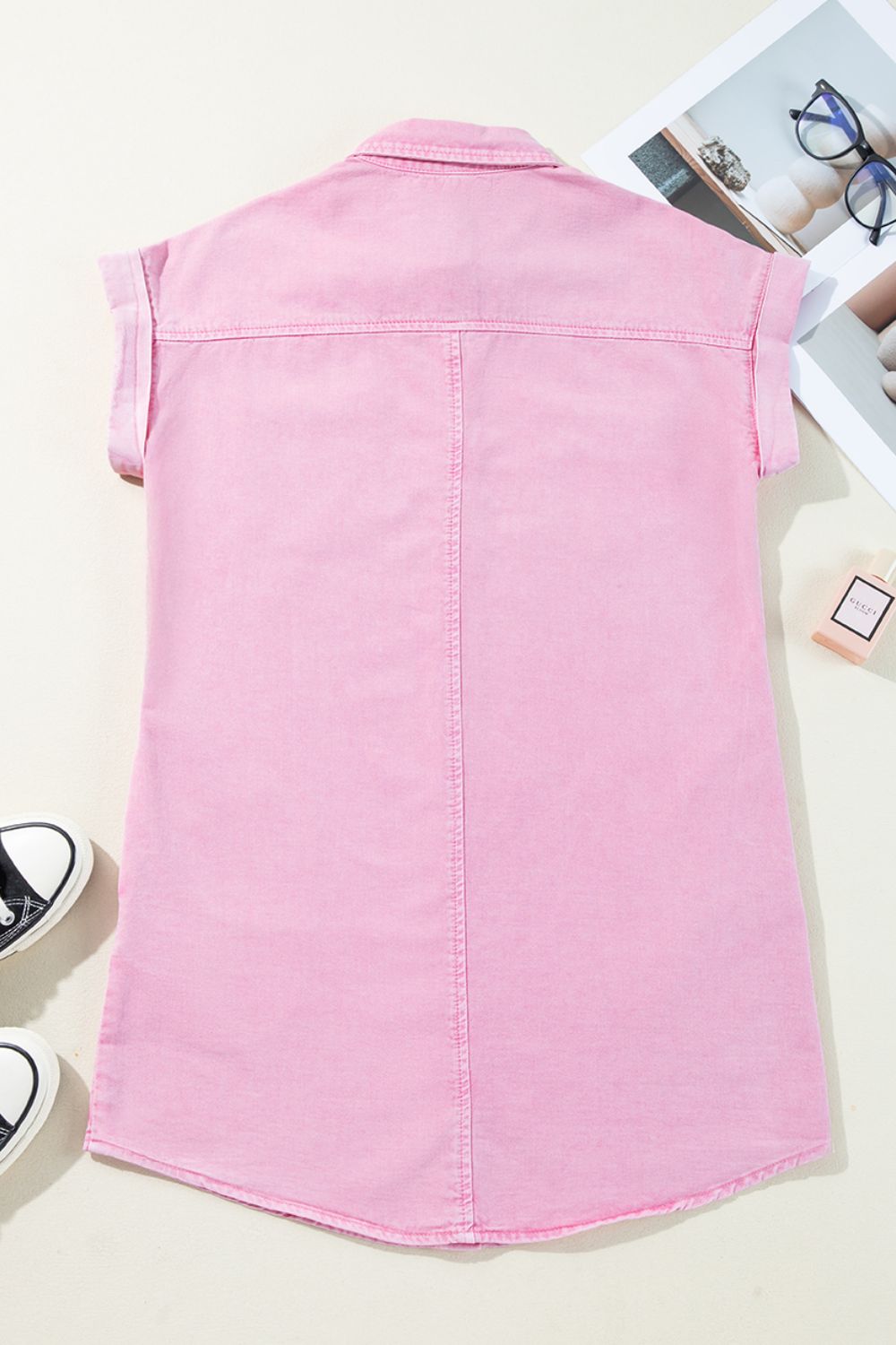 Button Down Short Sleeve Denim Dress - Tigbul's Variety Fashion Shop