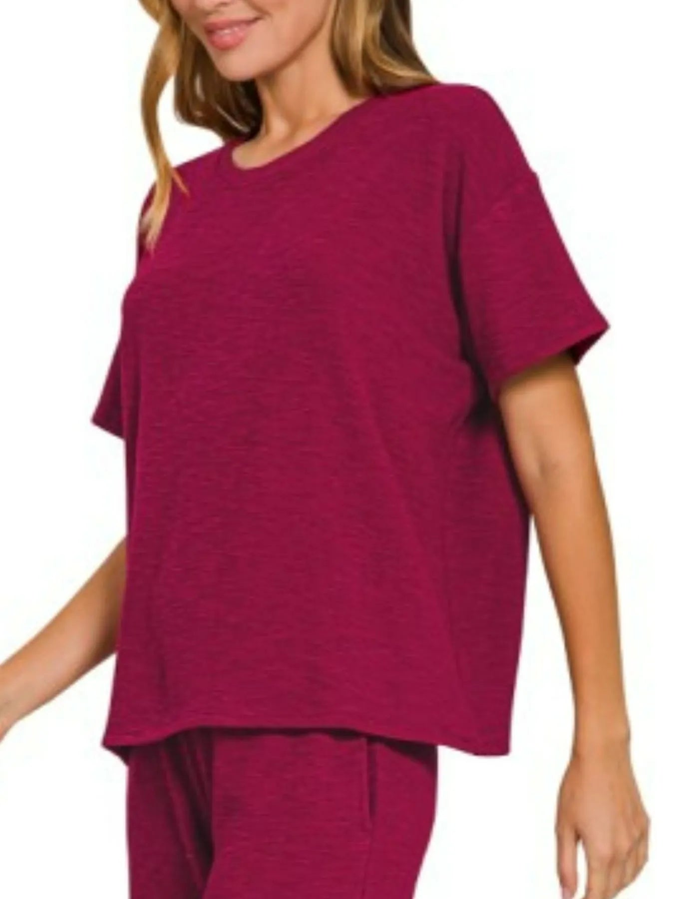Zenana Slub Short Sleeve T-Shirt and Pants Set - Tigbul's Variety Fashion Shop