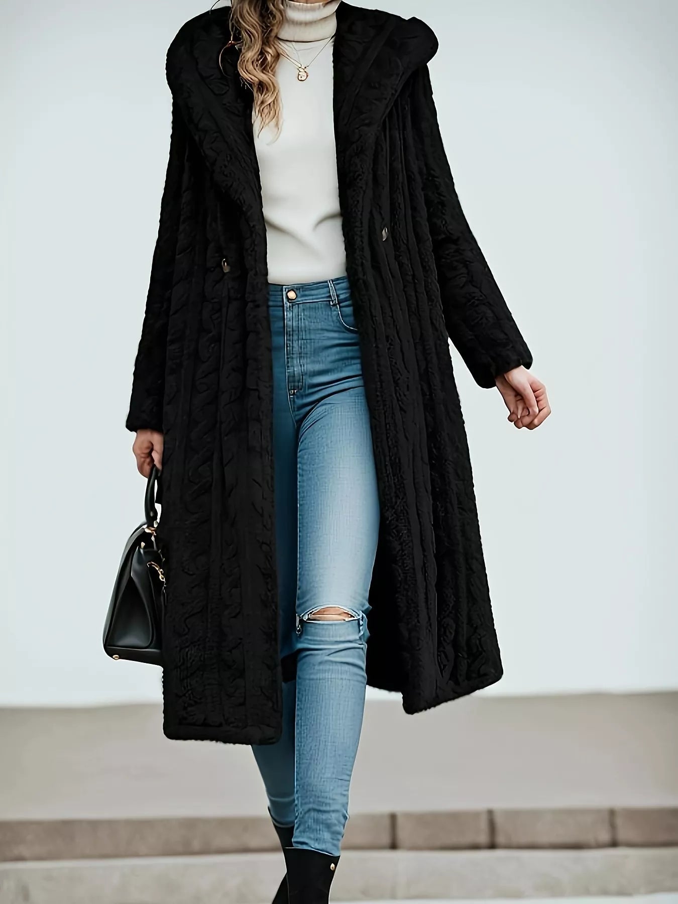 Sherpa Longline Hooded Coat - Tigbul's Variety Fashion Shop
