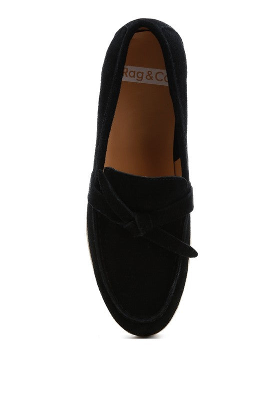 Nautica Genuine Suede Knot Detailed Loafers - Tigbul's Variety Fashion Shop