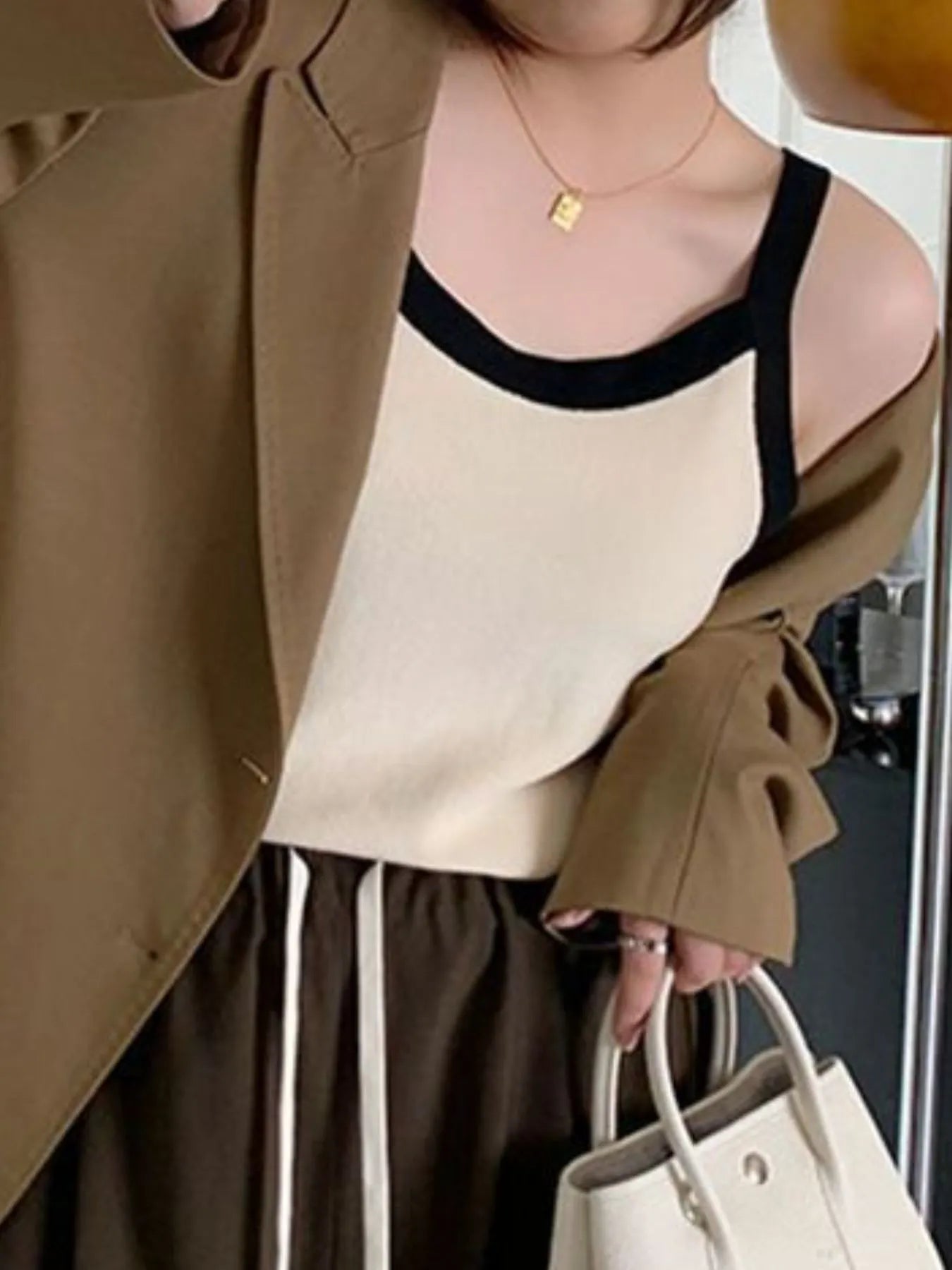 Contrast Trim Cami Top - Tigbul's Variety Fashion Shop