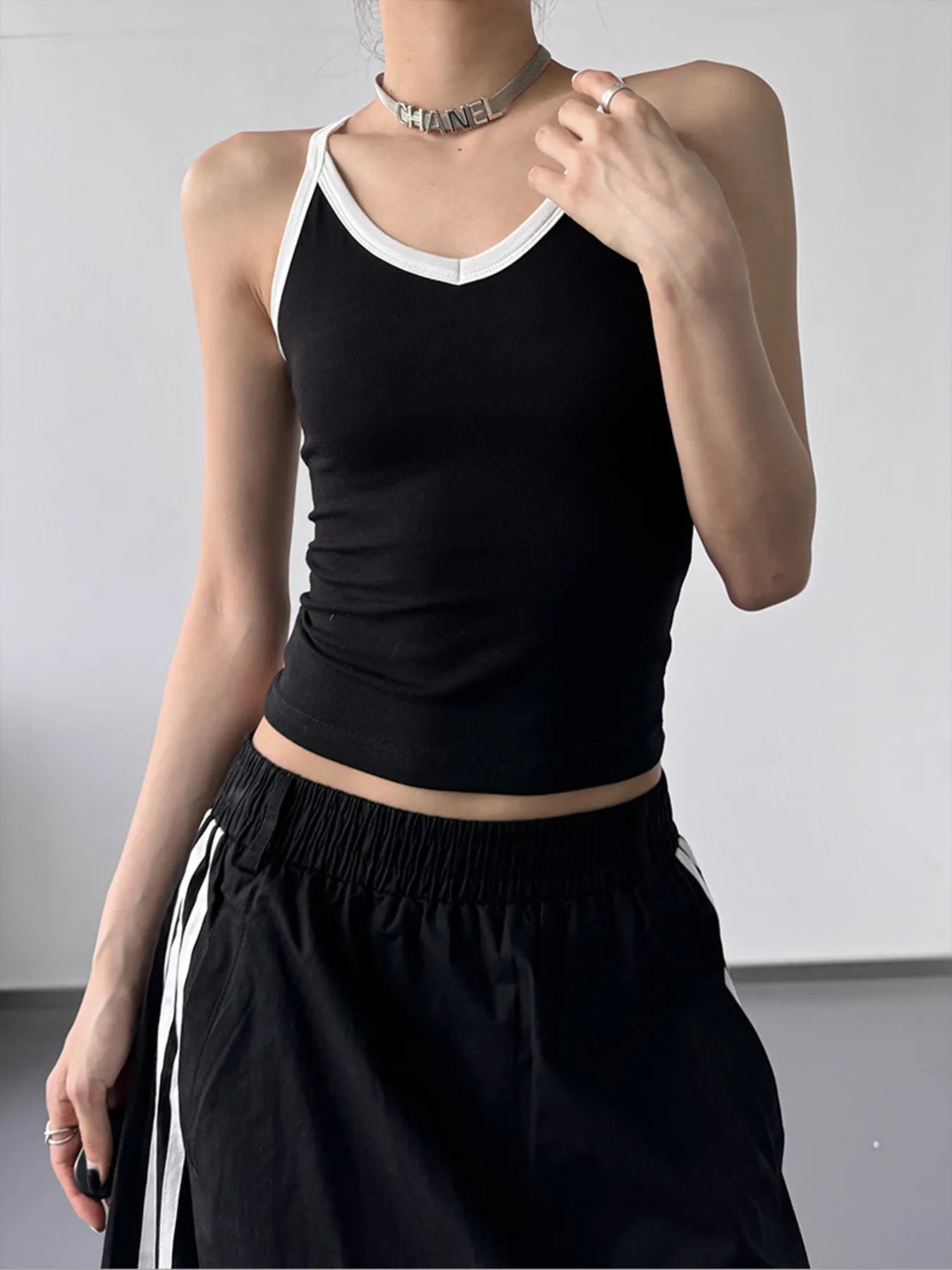 Contrast Trim Cami Top - Tigbul's Variety Fashion Shop