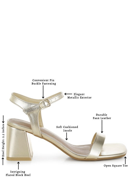 Kazara Metallic Faux Leather Block Heels - Tigbul's Variety Fashion Shop