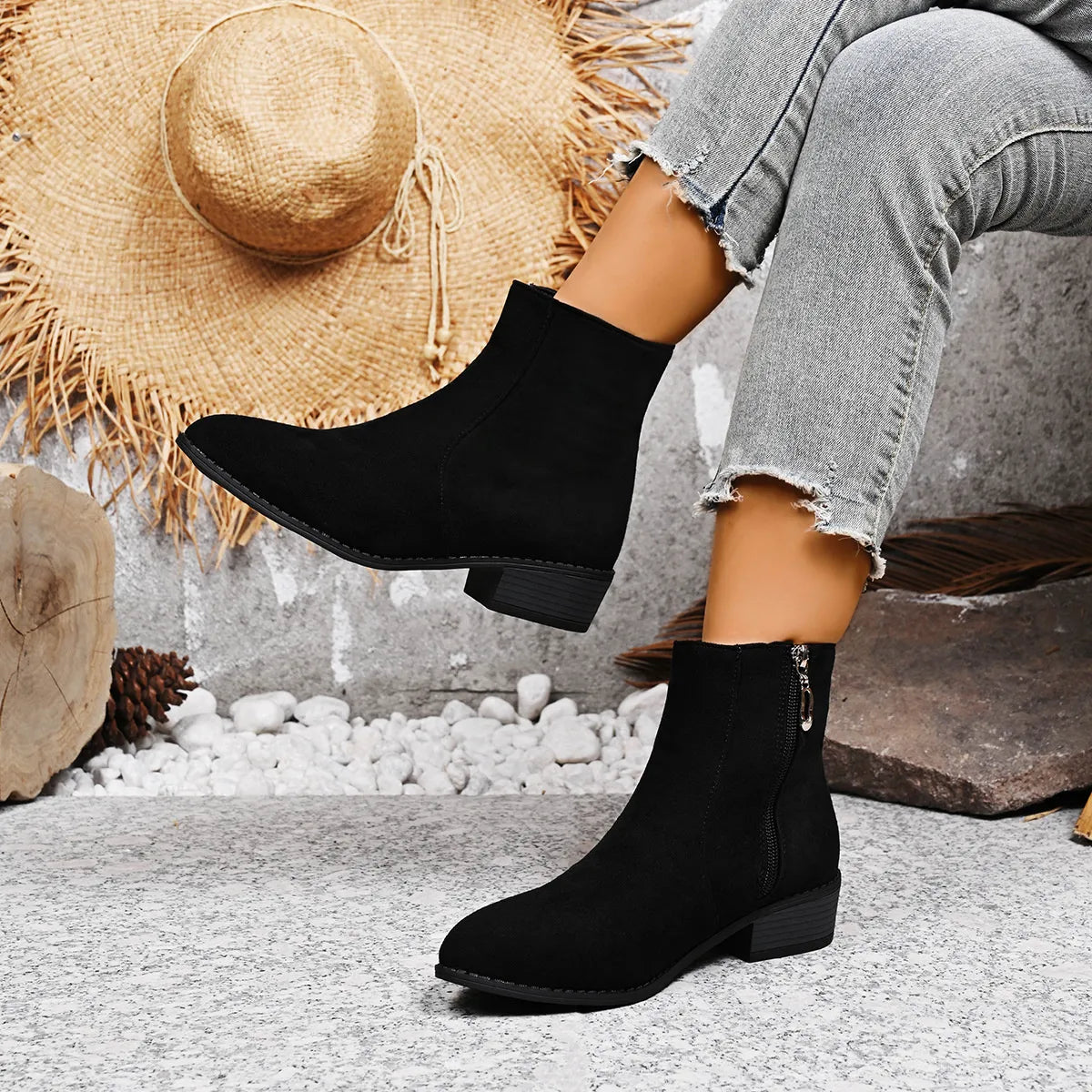Block Heels Chelsea Boots - Tigbul's Variety Fashion Shop
