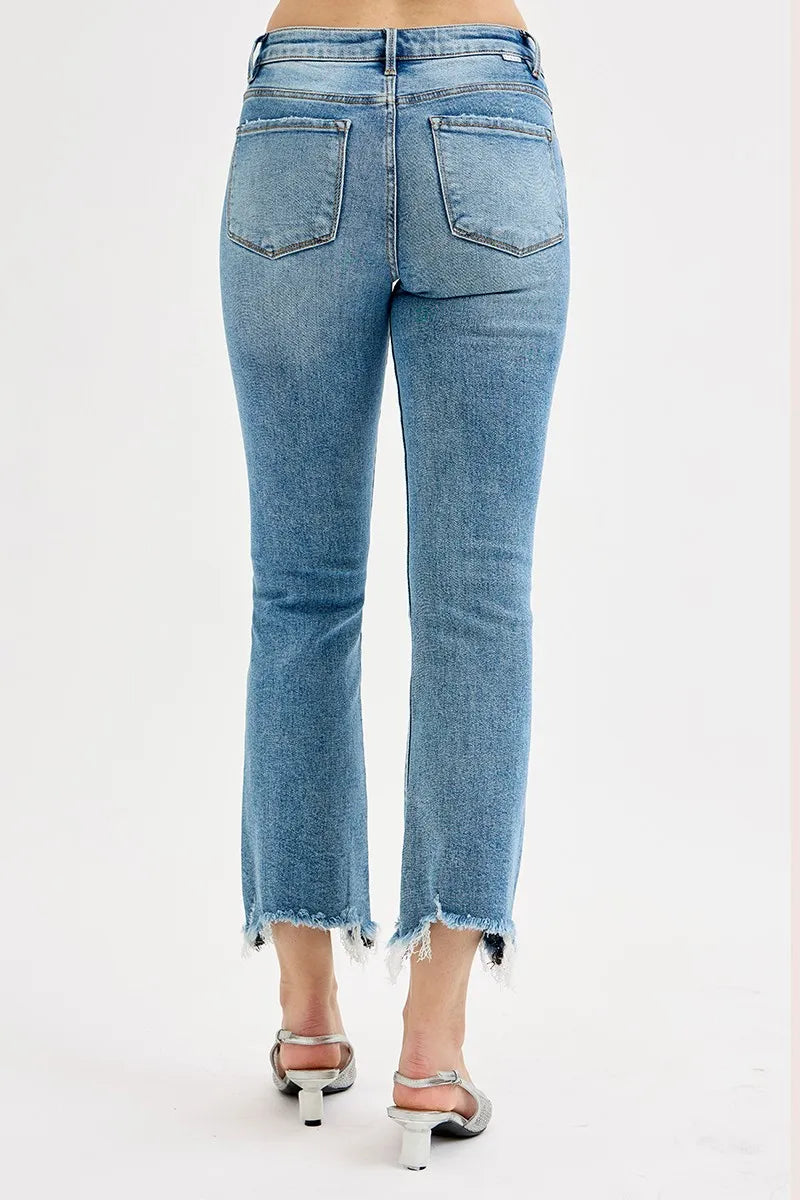 RISEN Full Size High Rise Crop Straight Slim Jeans Plus Size - Tigbul's Variety Fashion Shop