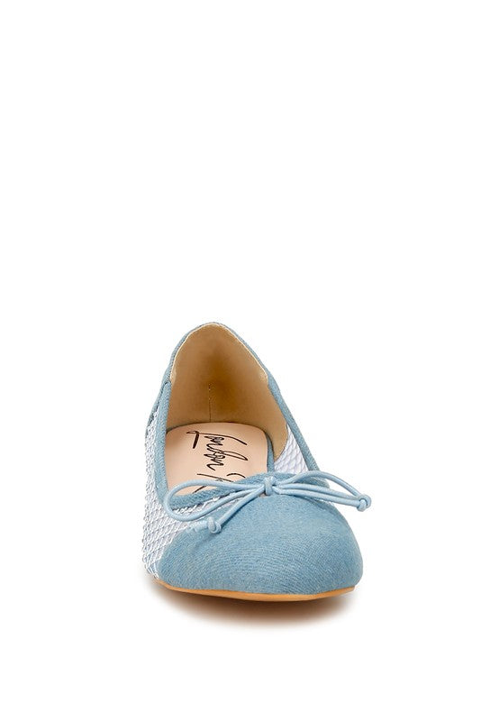 Orami Rhinestone Detail Denim Ballerinas - Tigbul's Variety Fashion Shop