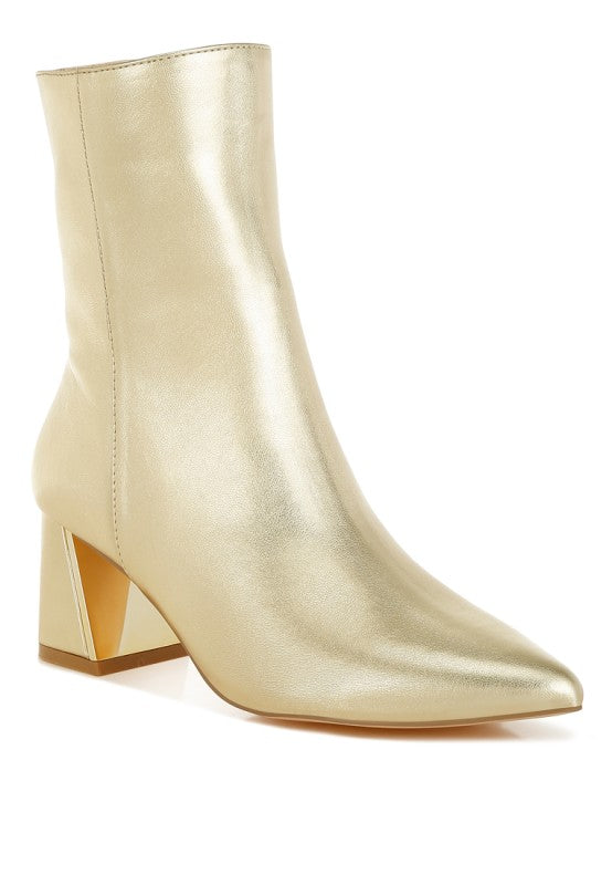 Kaira Metallic Accent Heel High Ankle Boots - Tigbul's Variety Fashion Shop