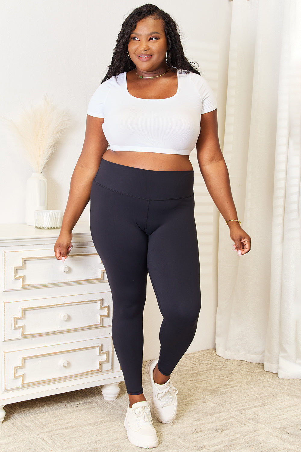 Double Take Wide Waistband Sports Leggings - Tigbul's Variety Fashion Shop