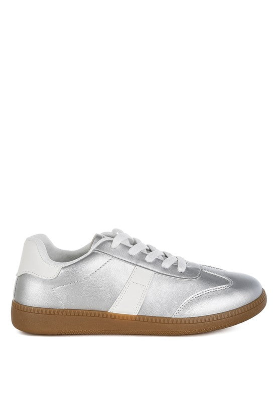 Crossover Lace-Up Metallic Sneaker - Tigbul's Variety Fashion Shop