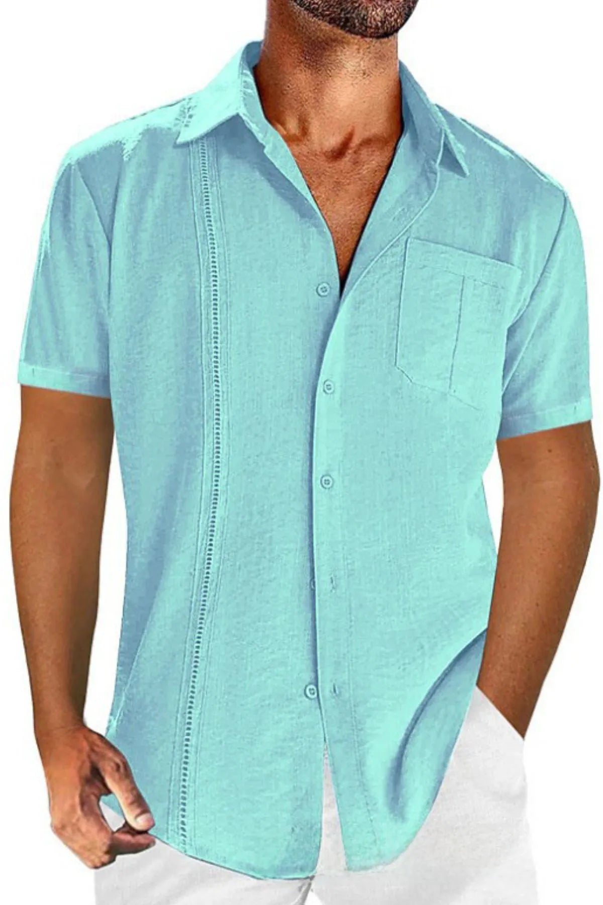 Men's Full Size Casual Short Sleeve Button Down Shirt Plus Size - Tigbul's Variety Fashion Shop
