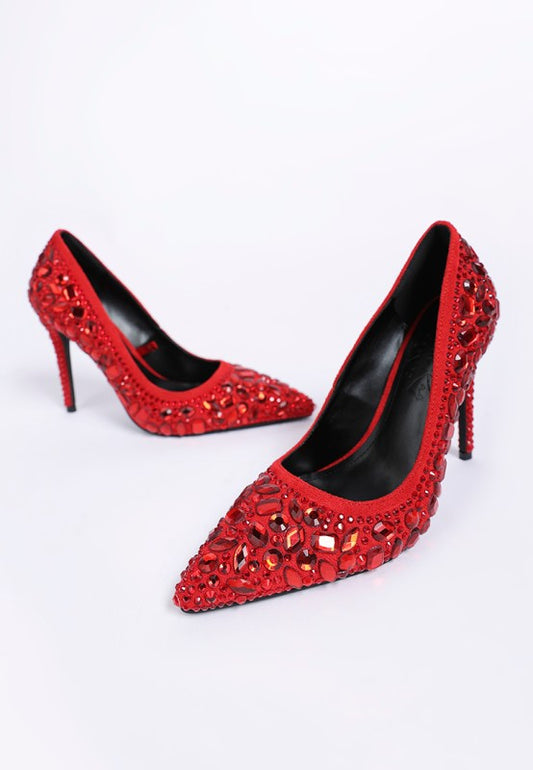 Iceout Diamante & Rhinestone Embellishments Pumps - Tigbul's Variety Fashion Shop