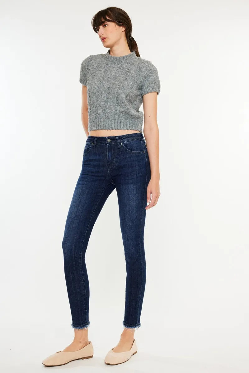 Kancan High-Rise Slim Fit Raw Hem Ankle Jeans - Tigbul's Variety Fashion Shop