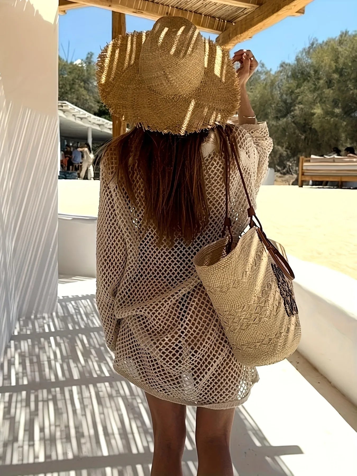 Collared Neck Long Sleeve Knit Cover Up Dress - Tigbul's Variety Fashion Shop