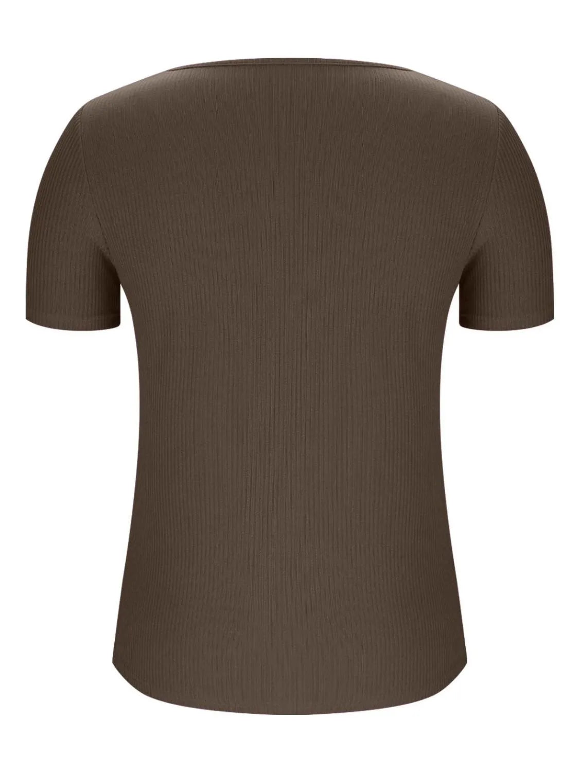 Solid V-Neck Short Sleeve T-Shirt - Tigbul's Variety Fashion Shop