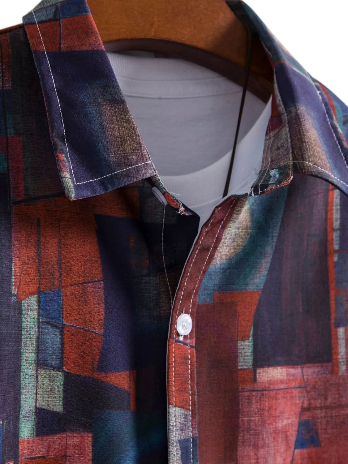 Men's Geometric Short Sleeve Button Down Shirt - Tigbul's Variety Fashion Shop