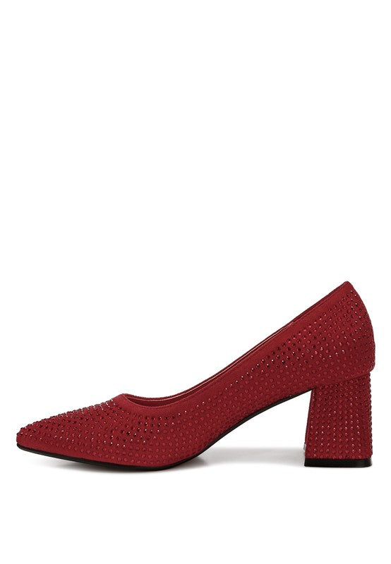 Caspia Rhinestones Embellished Pumps - Tigbul's Variety Fashion Shop