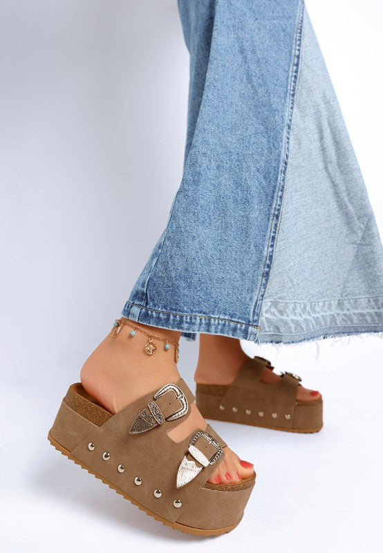 Zaphod Faux Leather Flatform Platform Slip On Sandals - Tigbul's Variety Fashion Shop