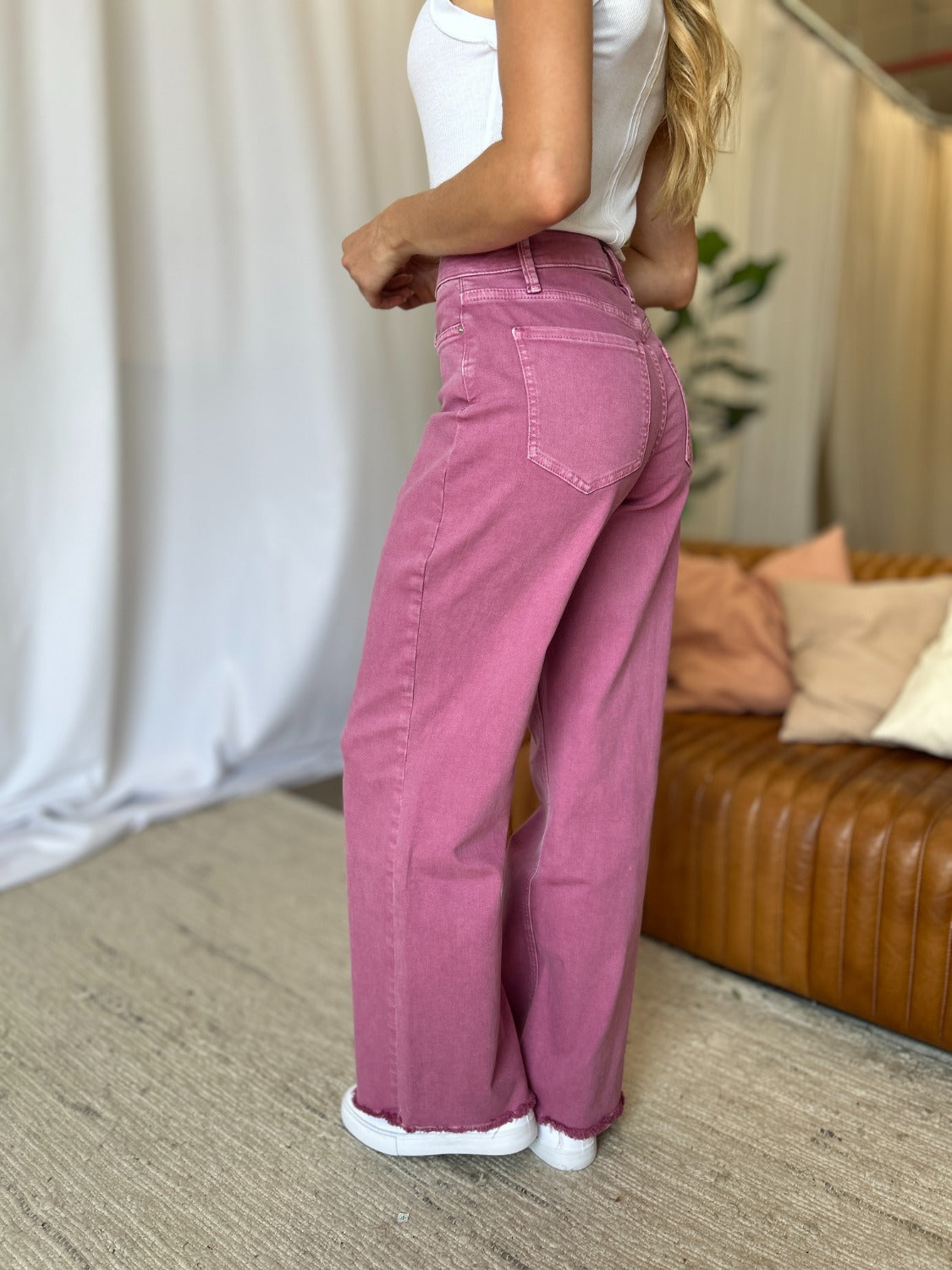 RFM Full Size High Rise Garment Dye Wide Leg Jeans - Tigbul's Variety Fashion Shop