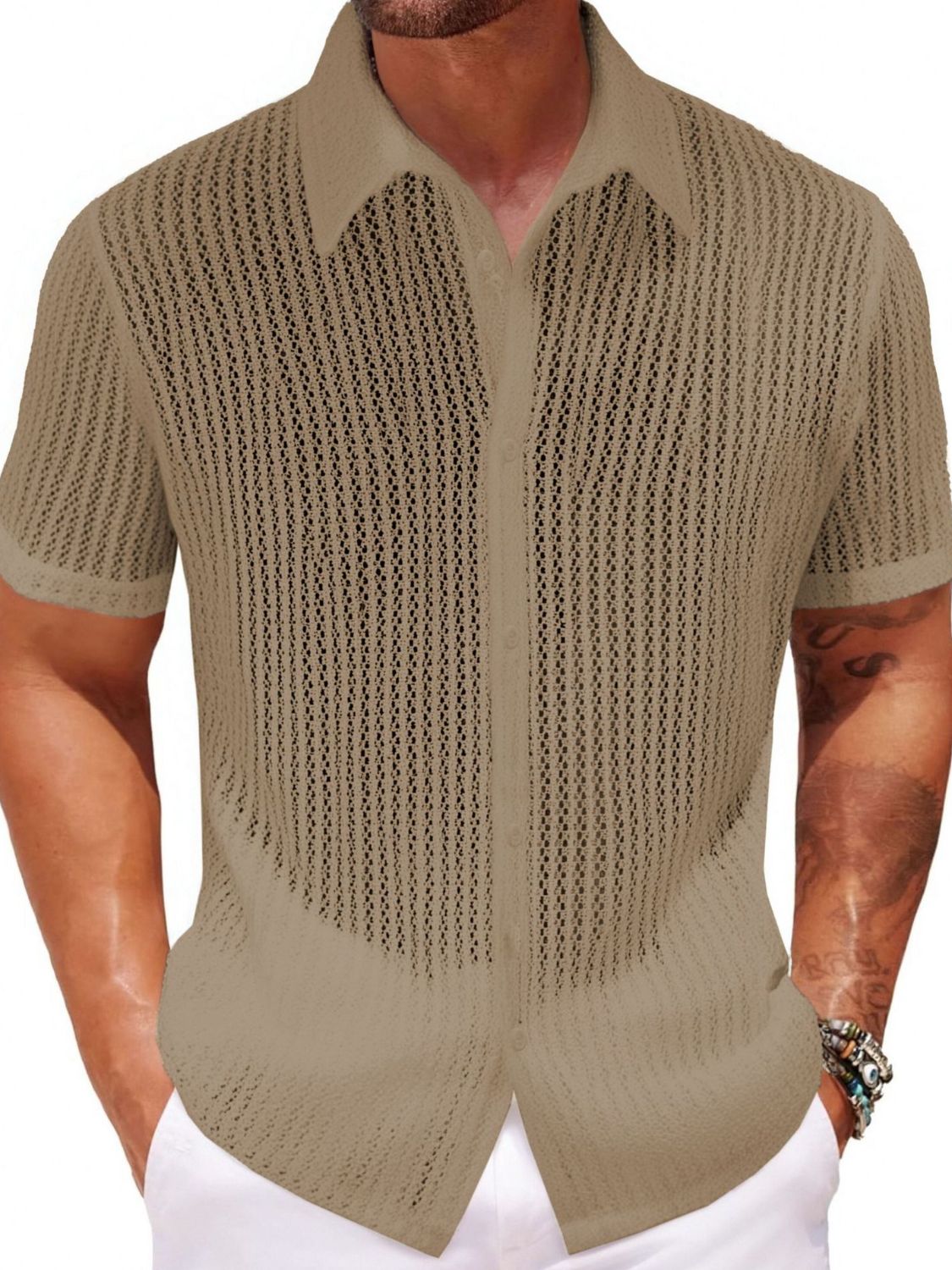 Men's Plus Size Button Down Short Sleeve Shirt - Tigbul's Variety Fashion Shop