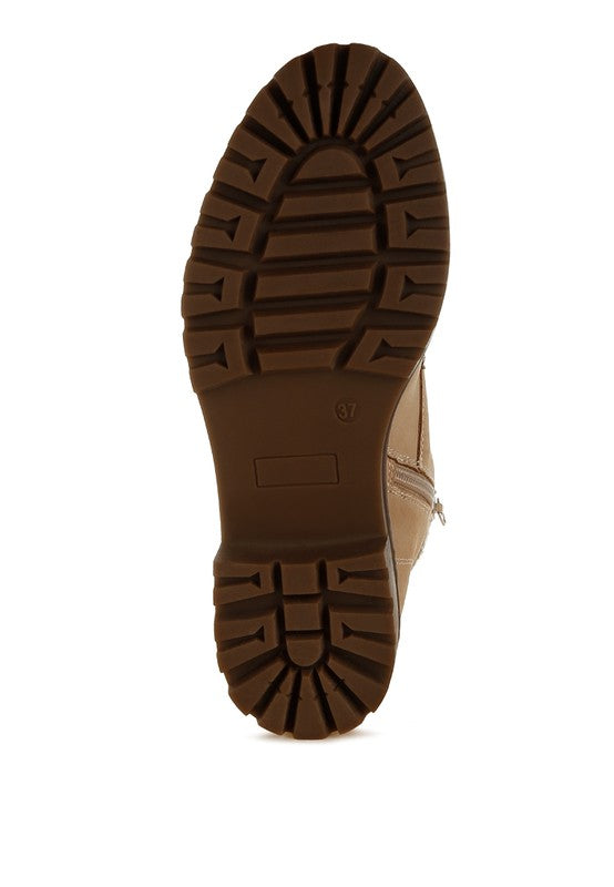 Mahisha Knitted Collar Zip-Up Hiker Boots - Tigbul's Variety Fashion Shop