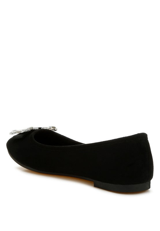Prajik Rhinestone Buckle Detail Ballerinas - Tigbul's Variety Fashion Shop