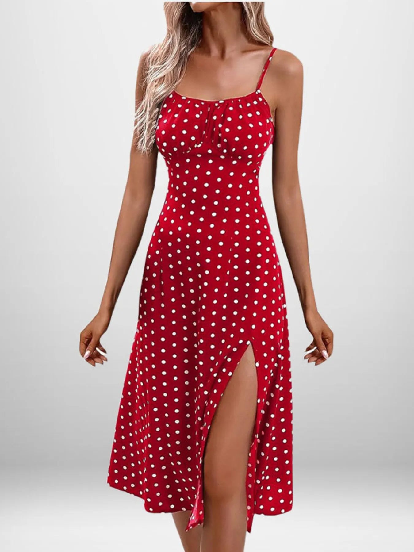Full Size Slit Printed Cami Midi Dress Plus Size - Tigbul's Variety Fashion Shop