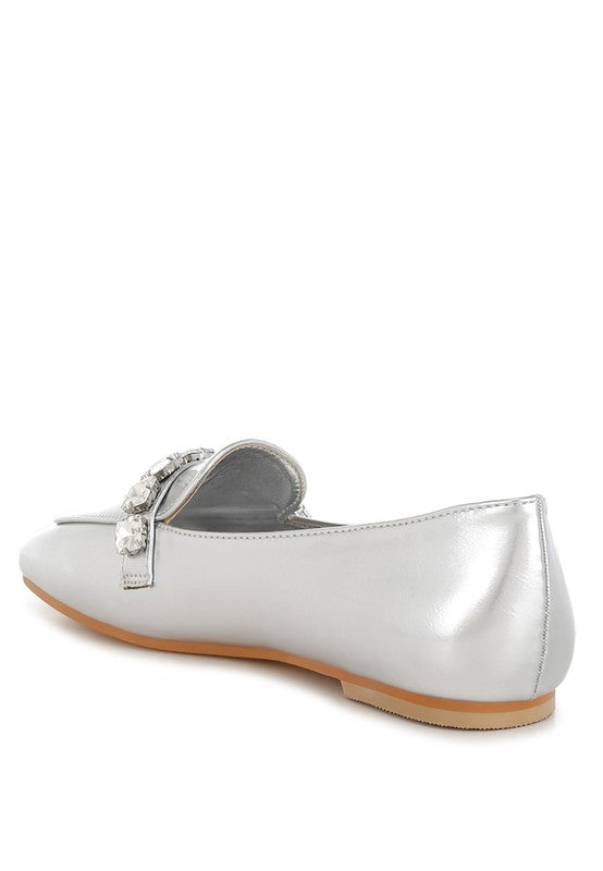 Celosia Metallic Diamante Strap Loafers - Tigbul's Variety Fashion Shop