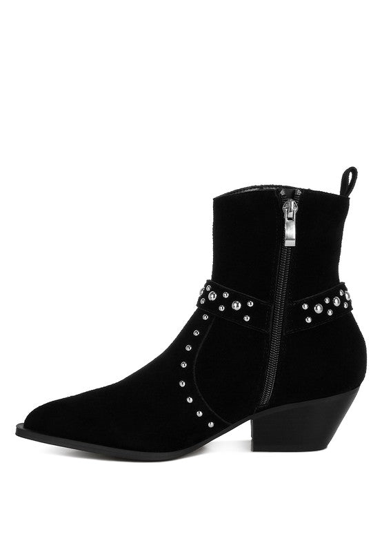 Rodeo Studded Suede Ankle Boots - Tigbul's Variety Fashion Shop