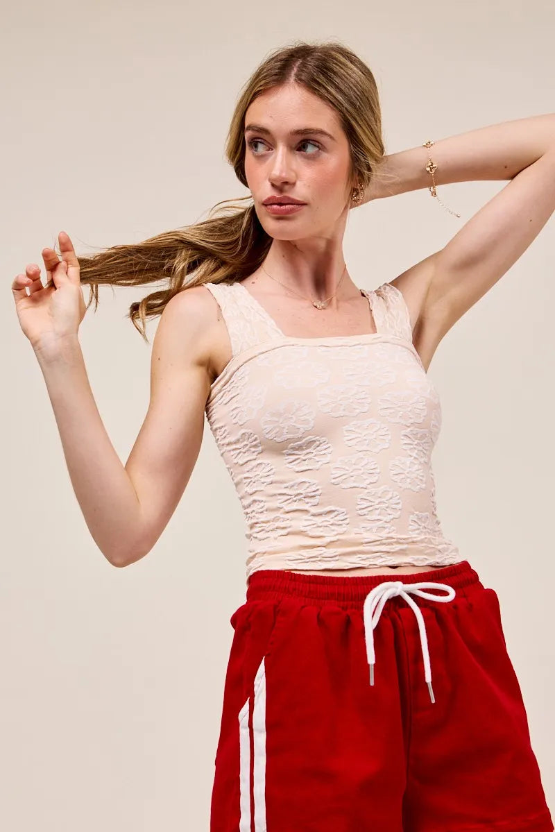 Two Tone Floral Seamless Tank Top - Tigbul's Variety Fashion Shop