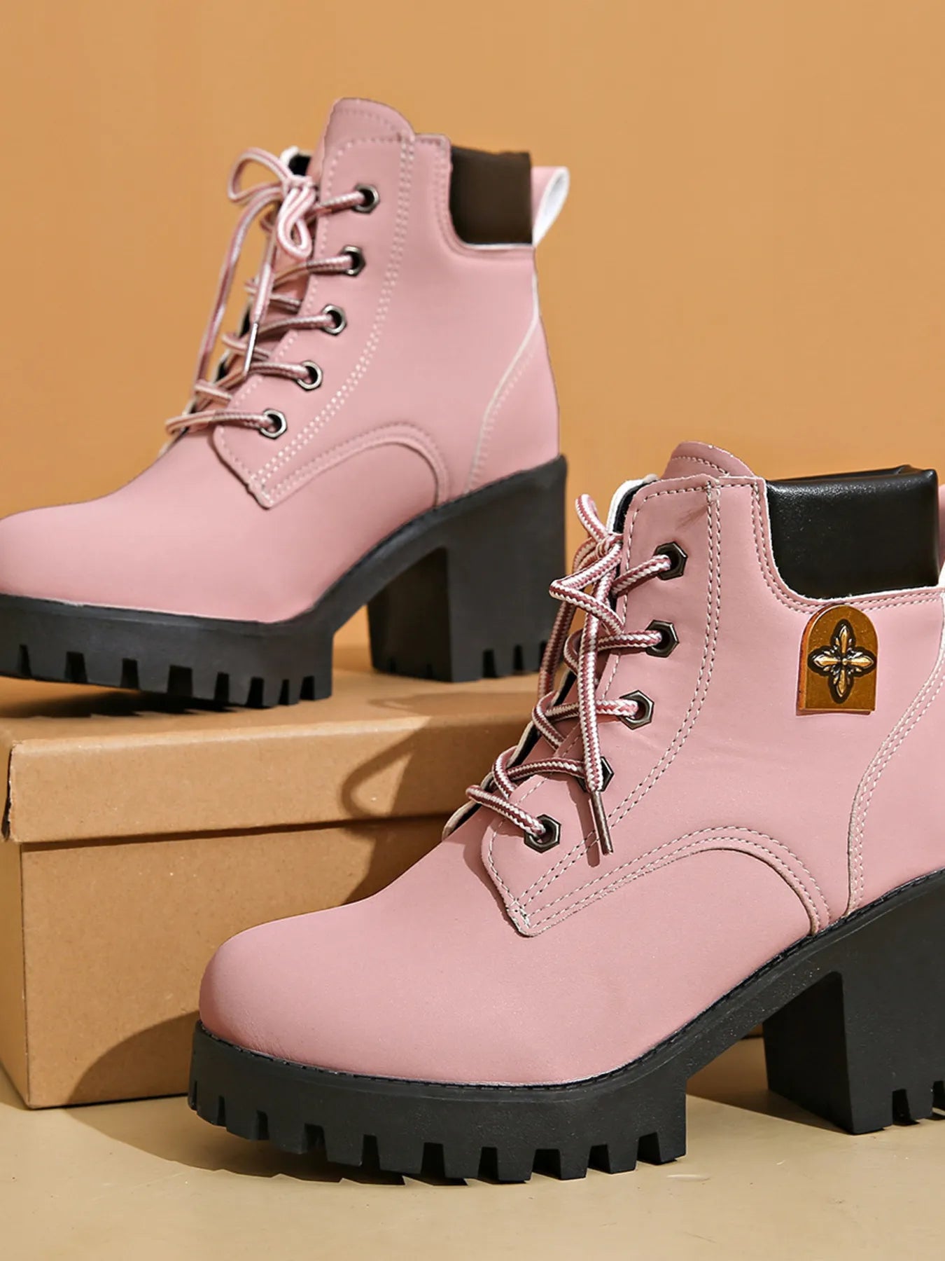Lace Up Block Heel Boots - Tigbul's Variety Fashion Shop