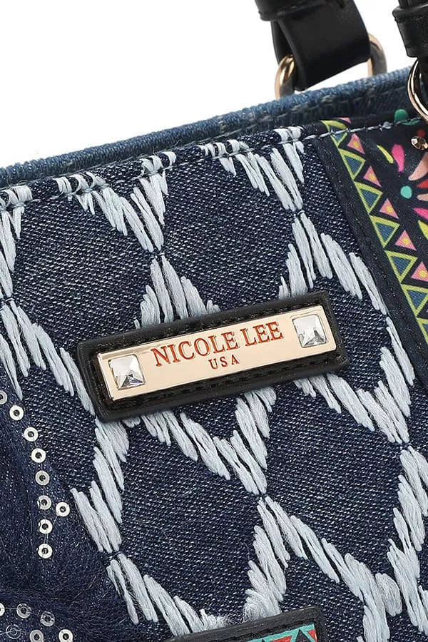 Nicole Lee USA Bosque de Amor Denim Tote Bag - Tigbul's Variety Fashion Shop