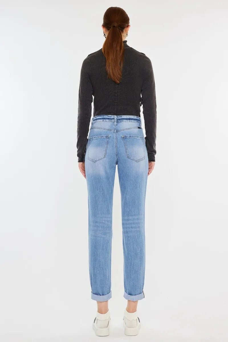 Kancan High Rise Distressed Mom Jeans - Tigbul's Variety Fashion Shop