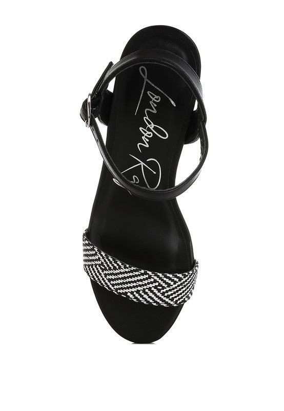Tulata Raffia Pin Buckle Block Black Heels - Tigbul's Variety Fashion Shop