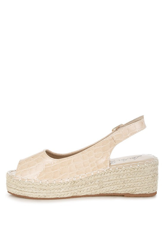 Yarael Croco Peep Toe Wedges - Tigbul's Variety Fashion Shop