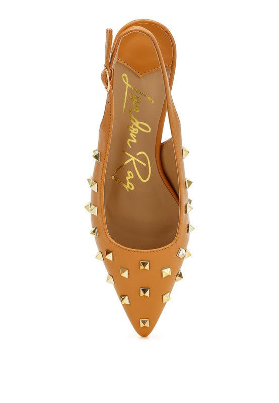 Hegron Stud Embellished Kitten Heels - Tigbul's Variety Fashion Shop