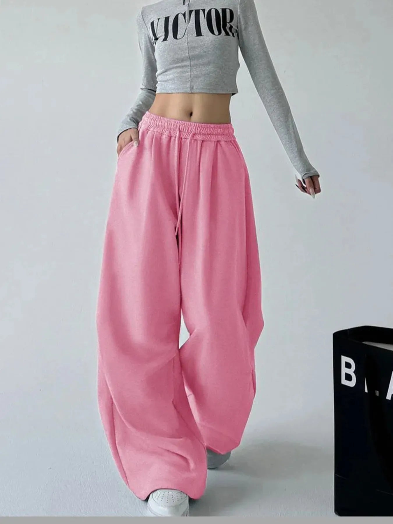 Oversized Wide Leg Drawstring Pants - Tigbul's Variety Fashion Shop