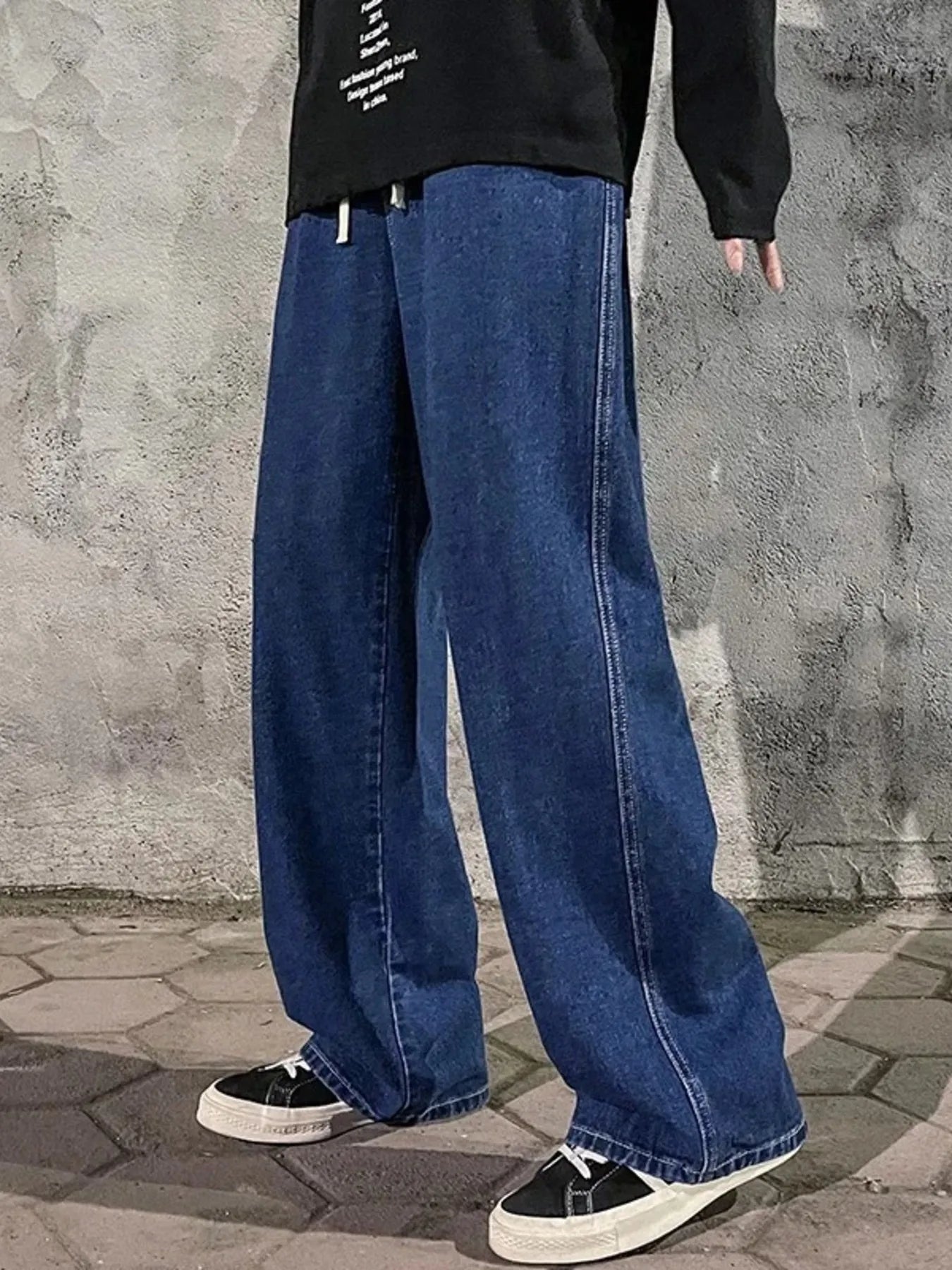 Men's Full Size Drawstring Wide Leg Jeans Plus Size - Tigbul's Variety Fashion Shop