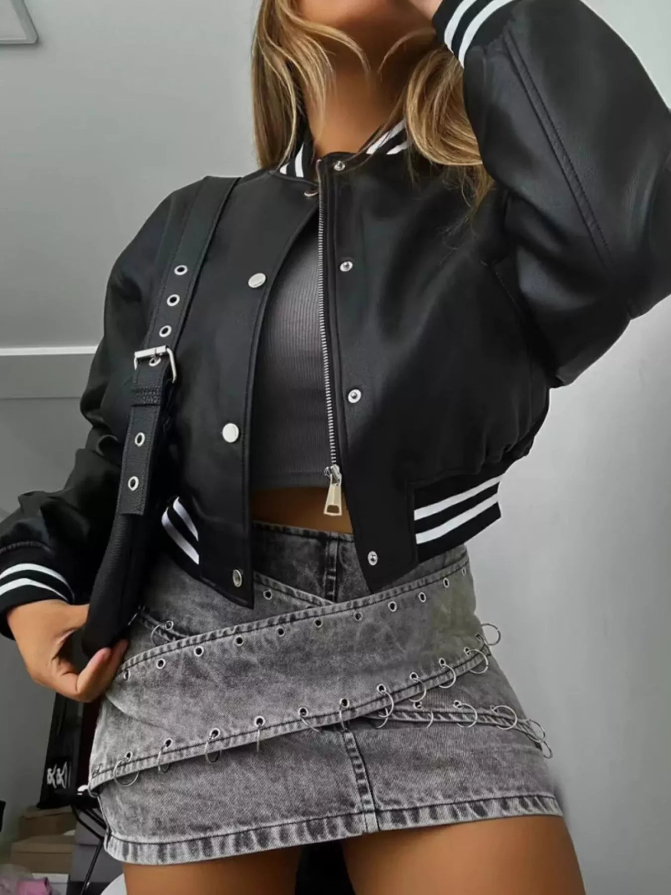 Snap Down Long Sleeve Jacket - Tigbul's Variety Fashion Shop