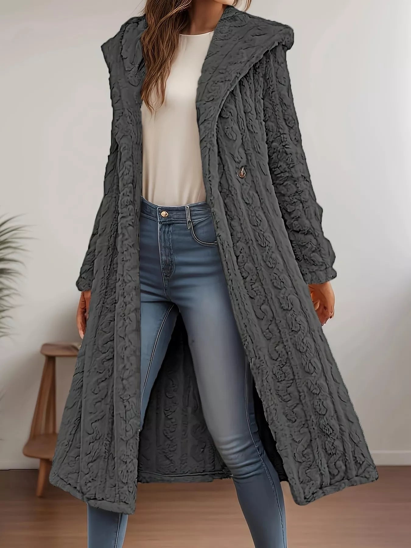 Sherpa Longline Hooded Coat - Tigbul's Variety Fashion Shop