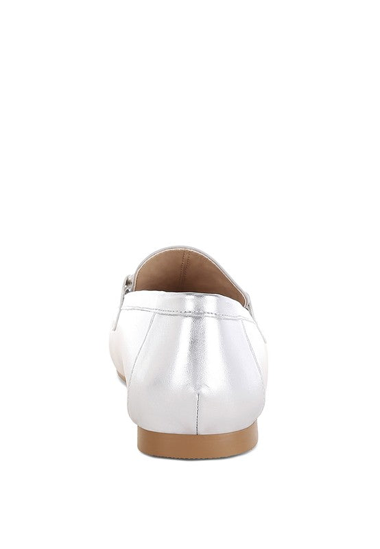 Estafa Horsebit & Studs Metallic Pleather Loafers - Tigbul's Variety Fashion Shop