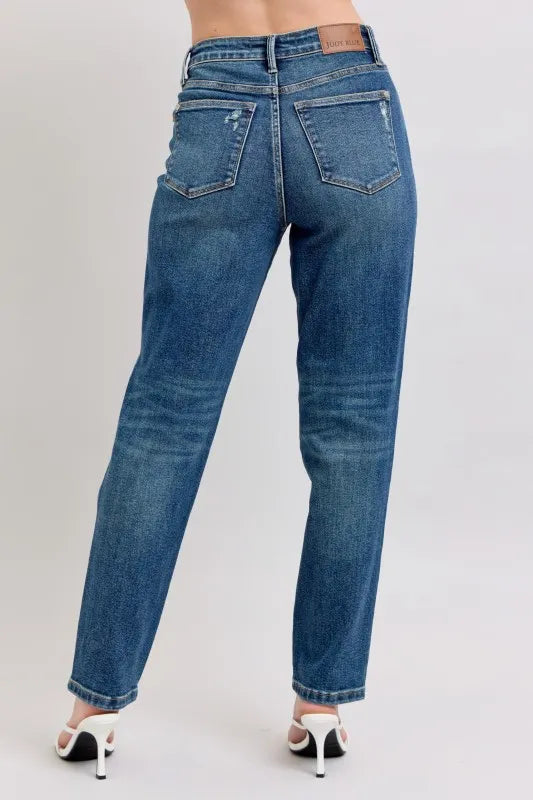 Judy Blue Full Size High Waisted Rigid Magic Non-destroy Straight Leg Jeans Plus Size - Tigbul's Variety Fashion Shop
