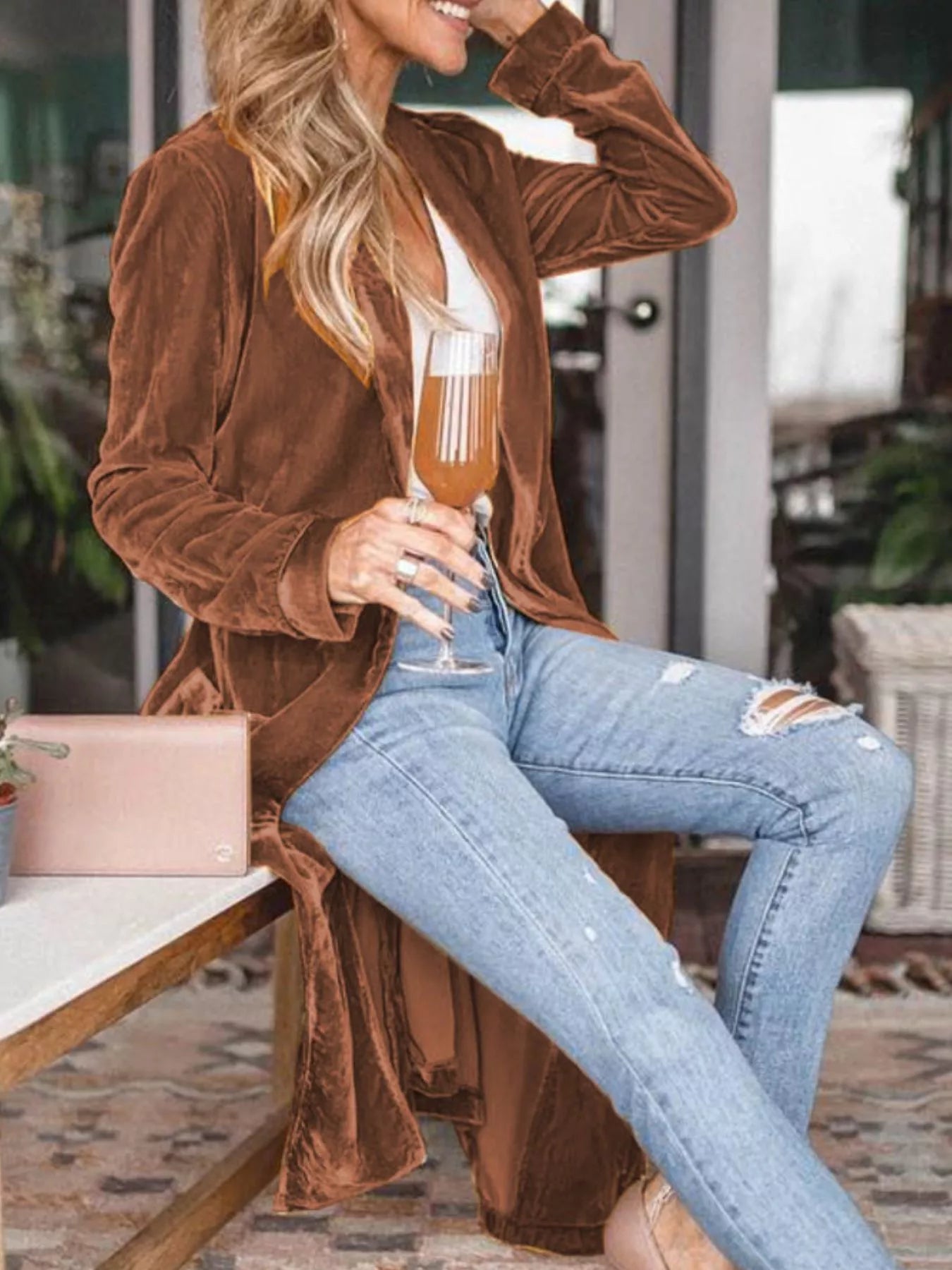 Open Front Long Sleeve Longline Cardigan - Tigbul's Variety Fashion Shop