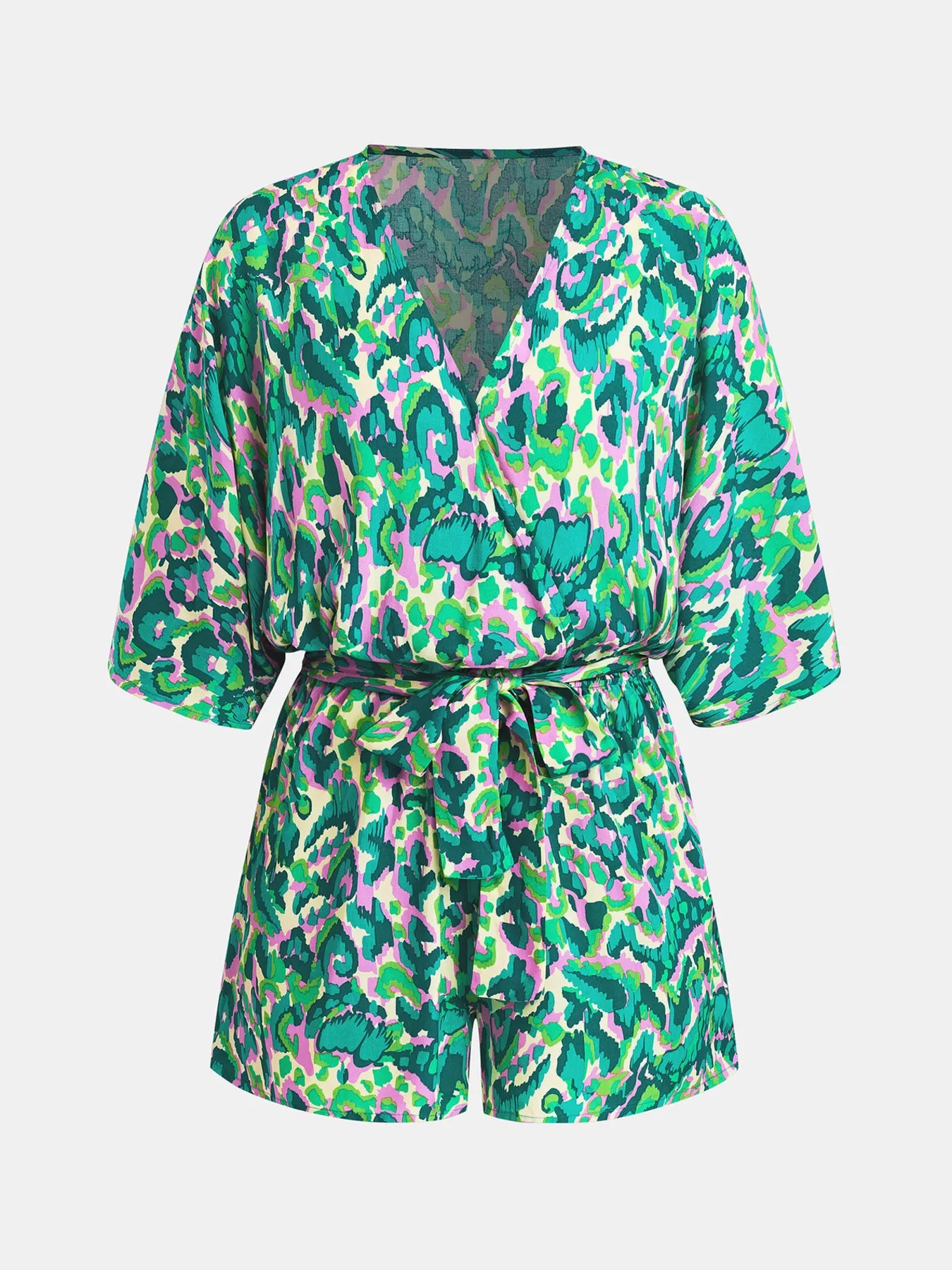 Bohemian Floral Print V-Neck Batwing Sleeve Romper - Tigbul's Variety Fashion Shop