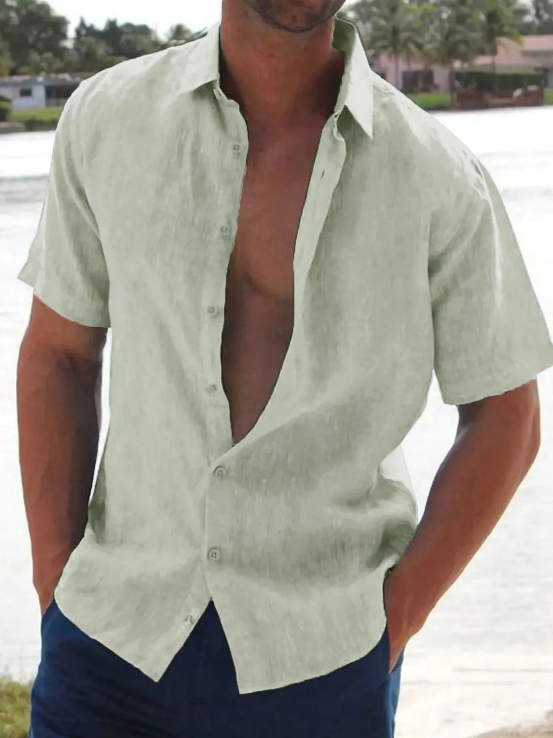 Men's Full Size Button Up Short Sleeve Shirt Plus Size - Tigbul's Variety Fashion Shop